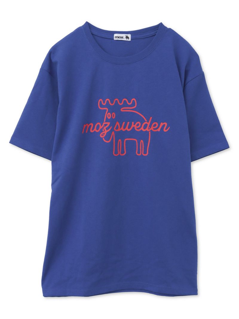 【moz】エルク線画プリントTシャツ〔別注〕