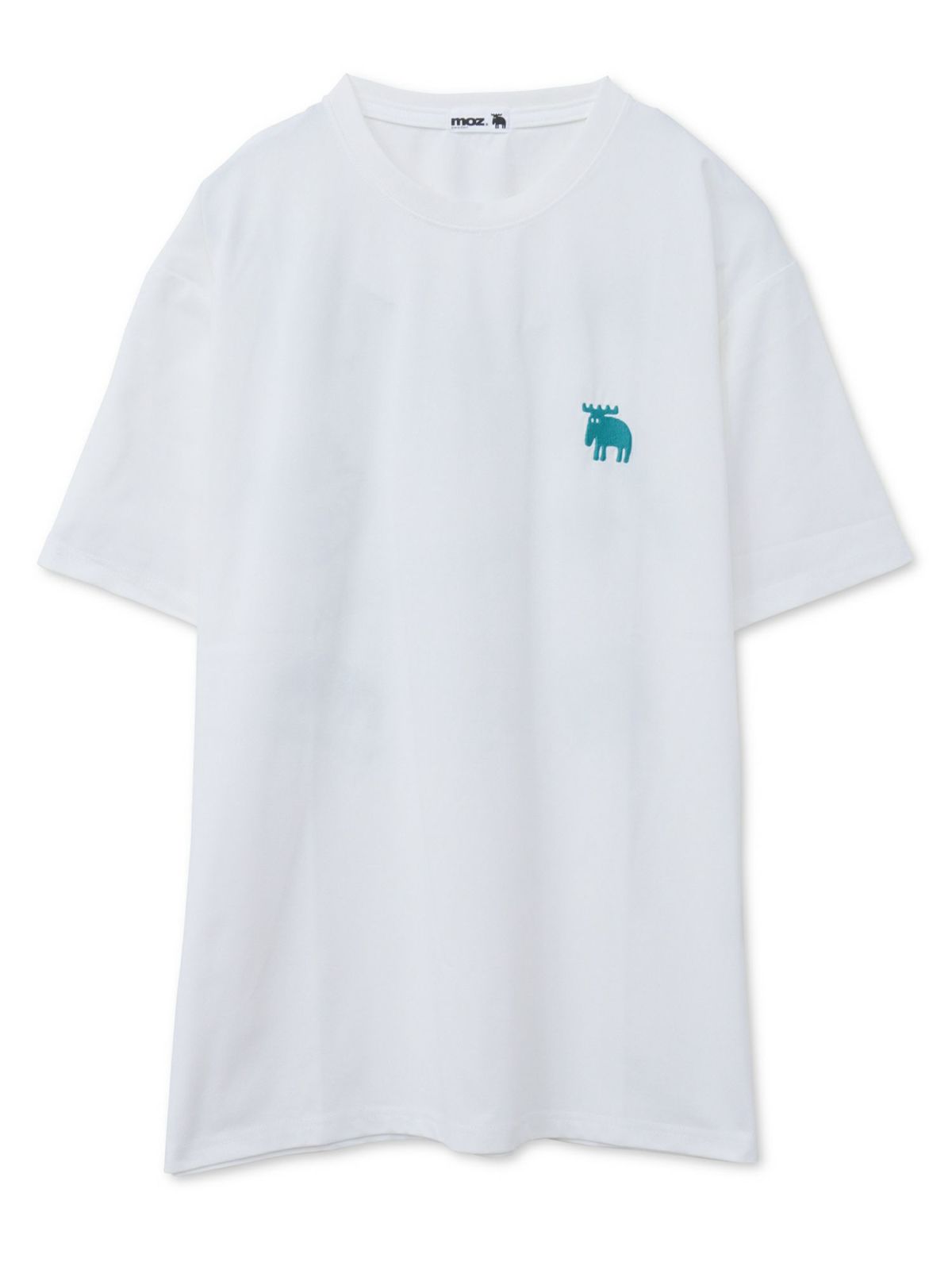 【moz】エルク ワンポイント刺繍バックプリントTシャツ〔別注〕