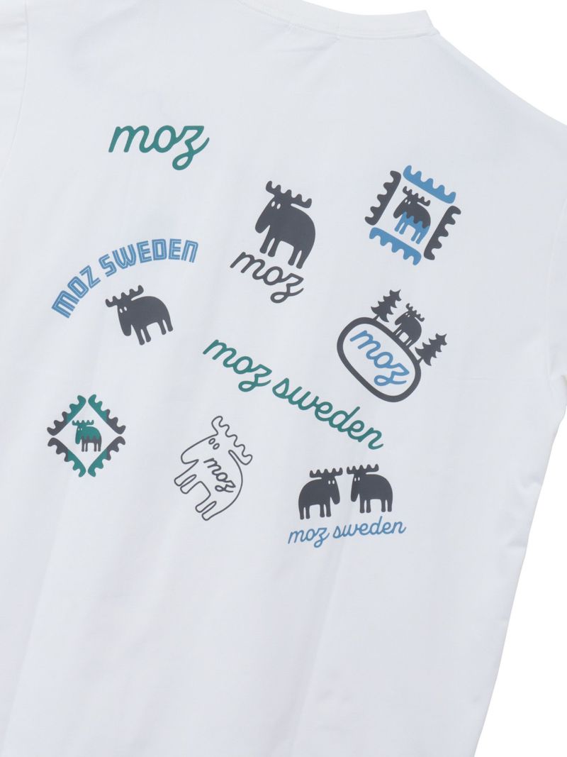 【moz】エルク ワンポイント刺繍バックプリントTシャツ〔別注〕