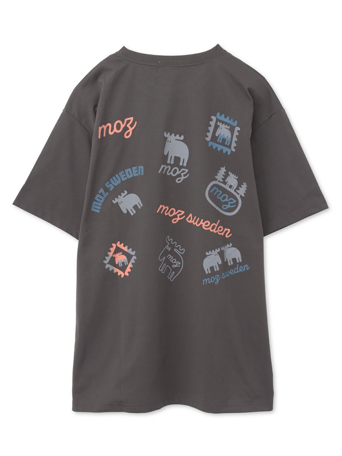 【moz】エルク ワンポイント刺繍バックプリントTシャツ〔別注〕