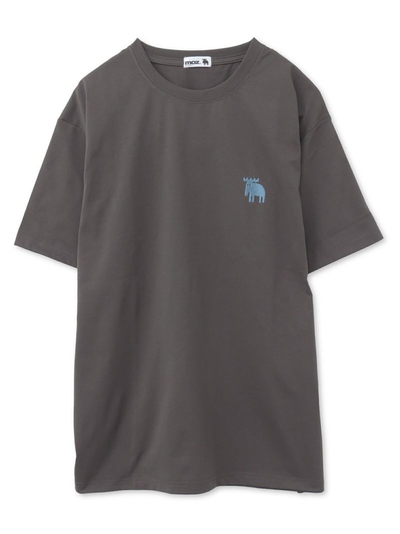 【moz】エルク ワンポイント刺繍バックプリントTシャツ〔別注〕