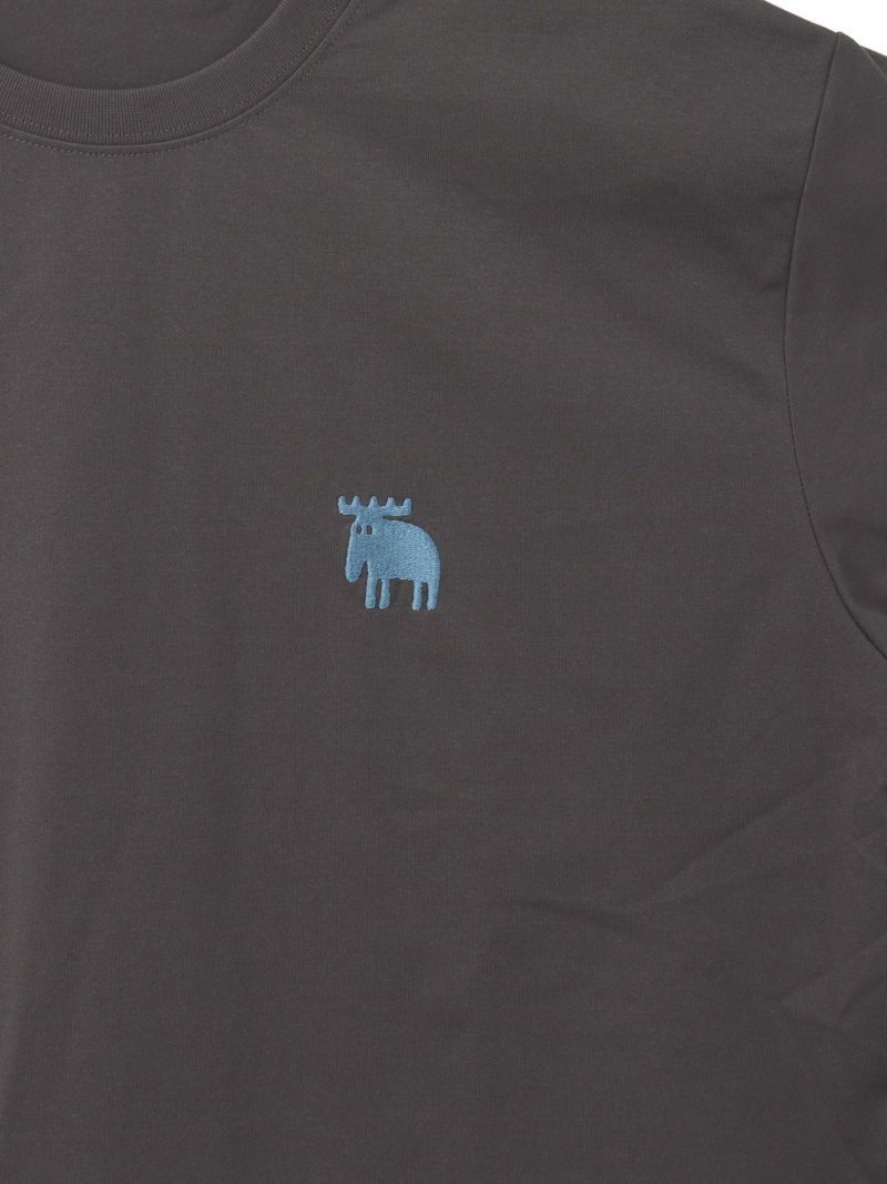 【moz】エルク ワンポイント刺繍バックプリントTシャツ〔別注〕