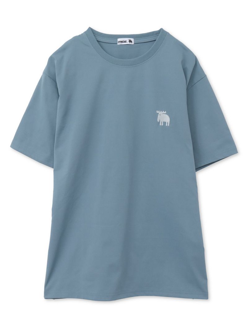 【moz】エルク ワンポイント刺繍バックプリントTシャツ〔別注〕