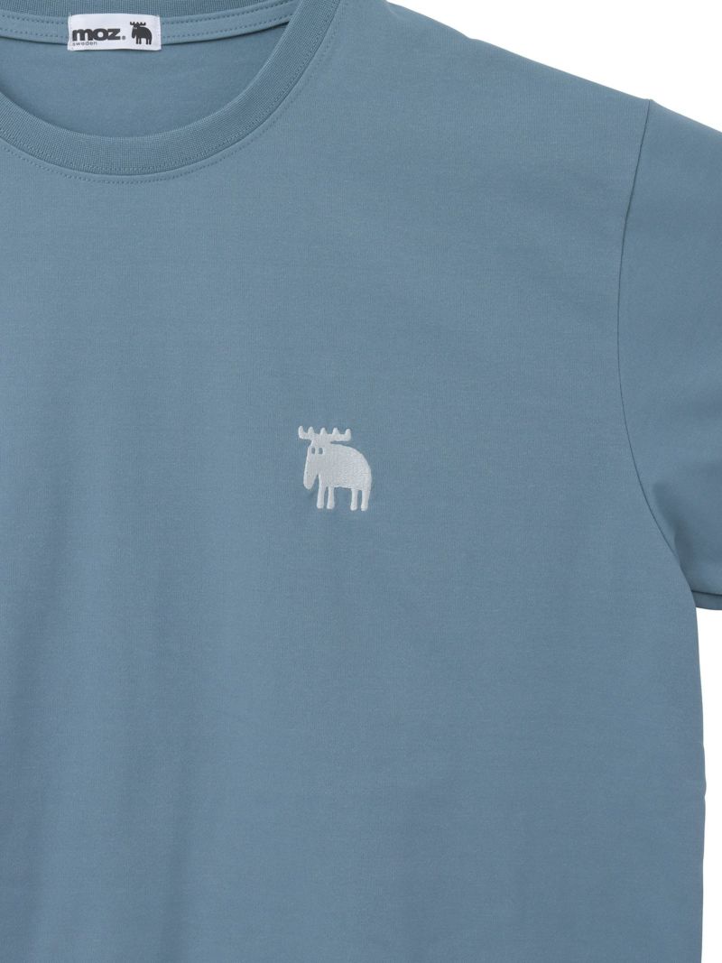 【moz】エルク ワンポイント刺繍バックプリントTシャツ〔別注〕