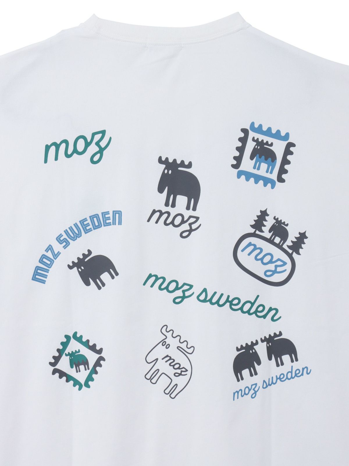 【moz】エルク ワンポイント刺繍バックプリントTシャツ〔別注〕