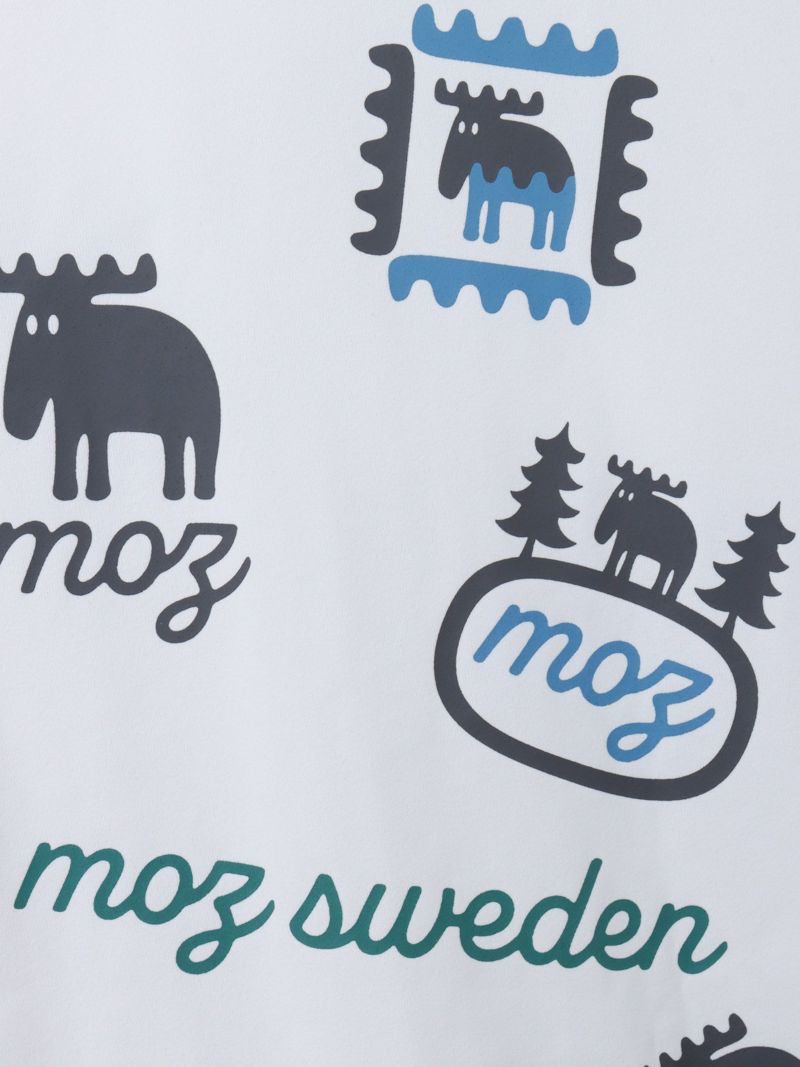 【moz】エルク ワンポイント刺繍バックプリントTシャツ〔別注〕