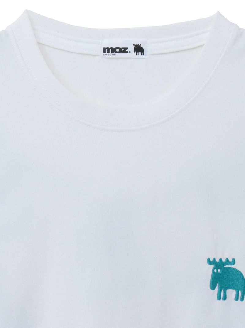 【moz】エルク ワンポイント刺繍バックプリントTシャツ〔別注〕