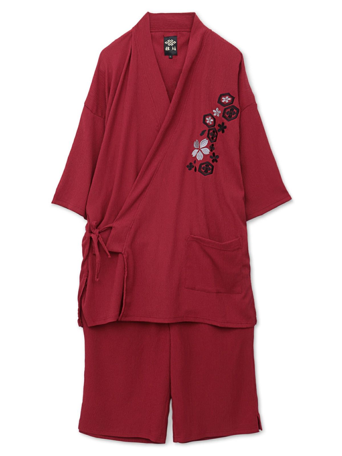 【雅結】桜刺繍 楊柳素材リラックス甚平