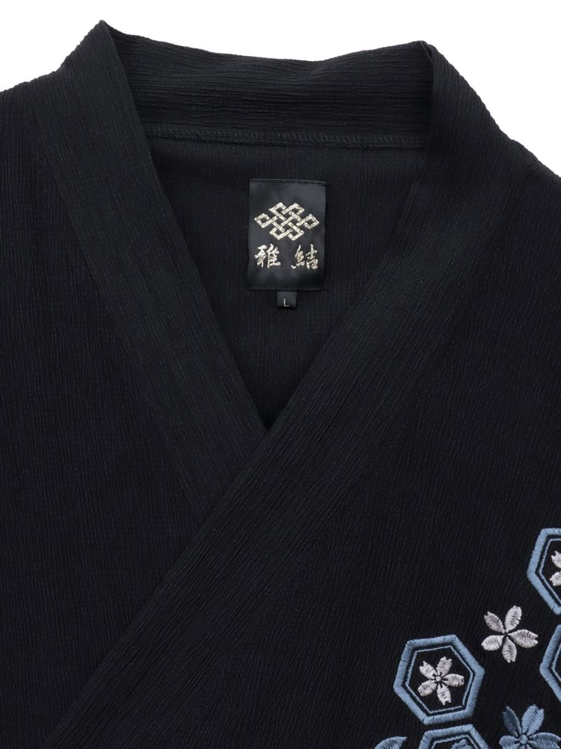 【雅結】桜刺繍 楊柳素材リラックス甚平