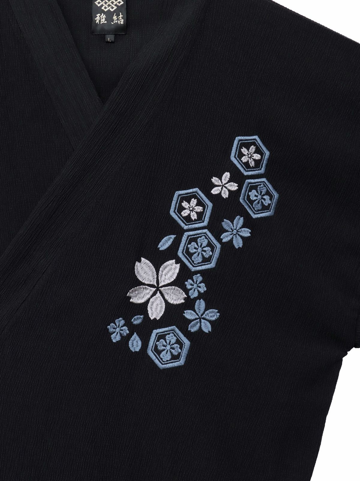【雅結】桜刺繍 楊柳素材リラックス甚平