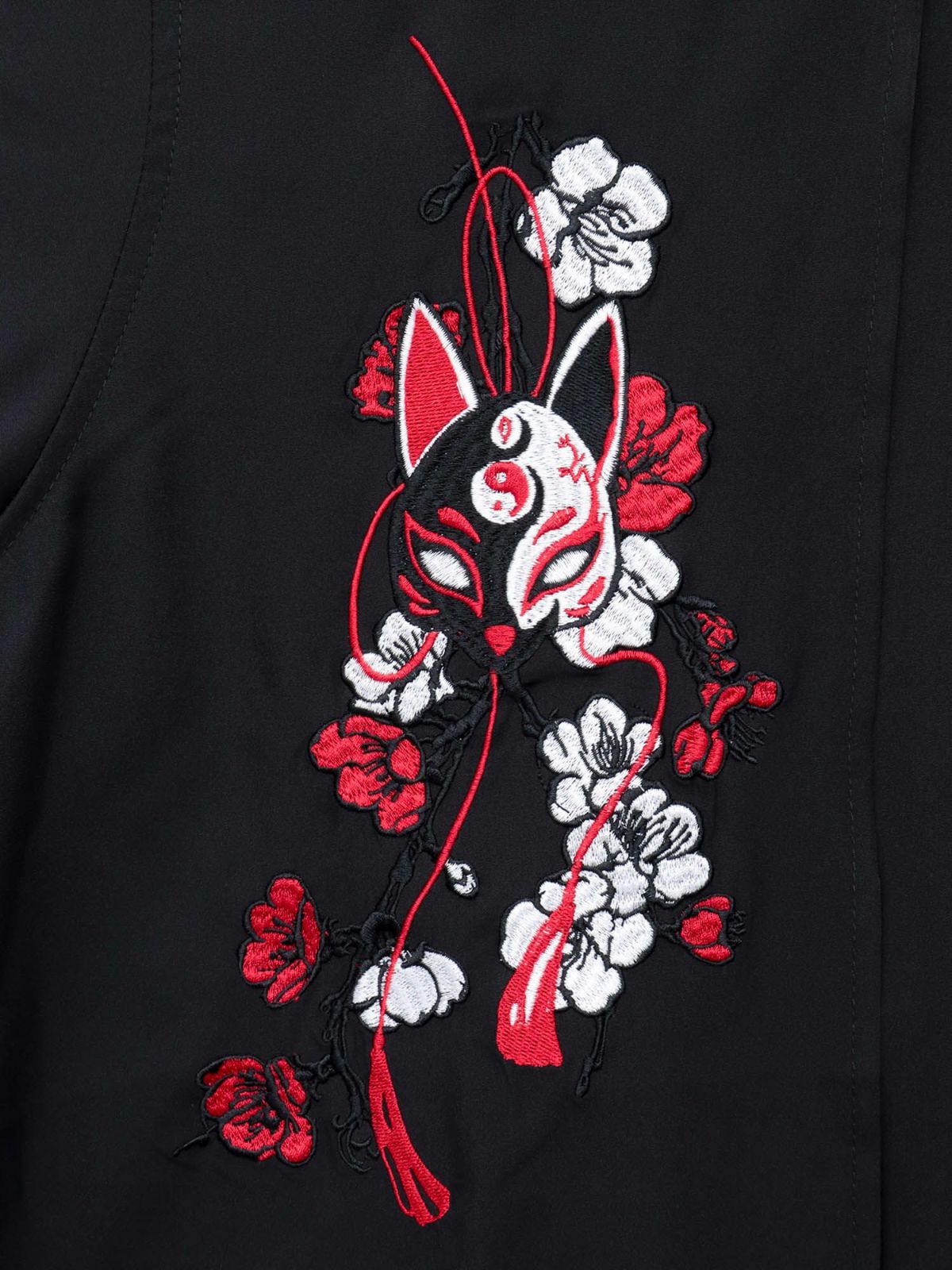 【雅結 -EN-】“狐面”総刺繍キモノスリーブ5分袖 変形シャツ