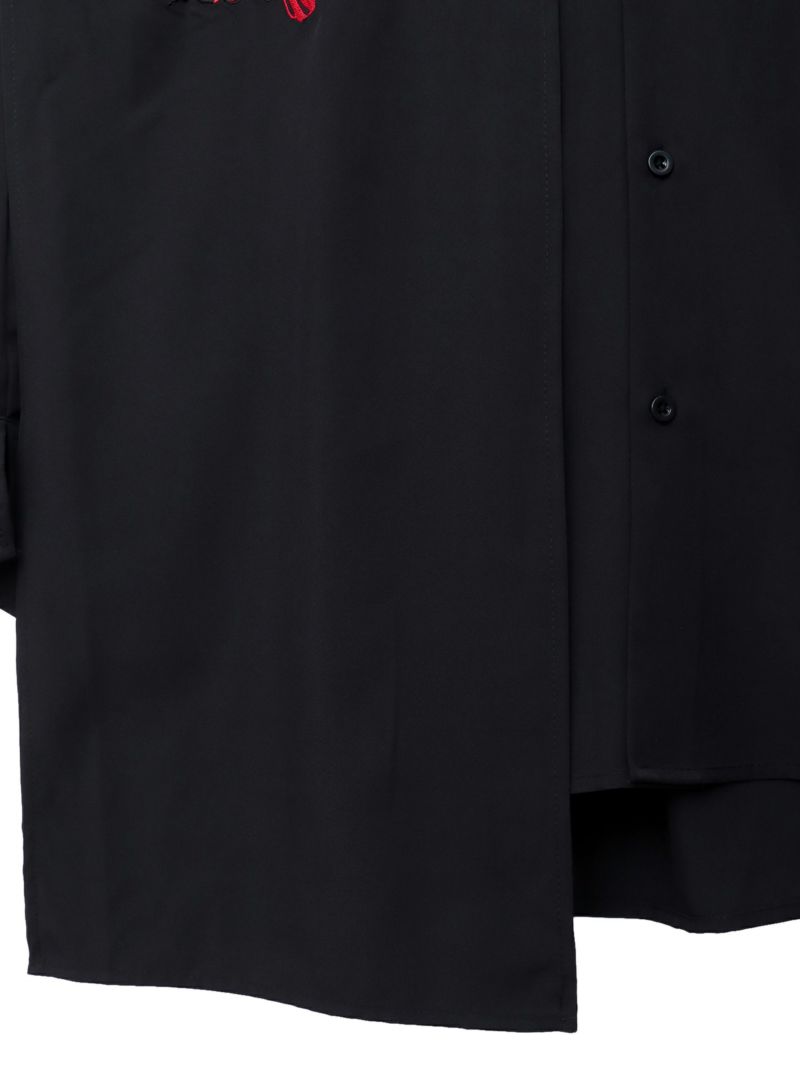 【雅結 -EN-】“狐面”総刺繍キモノスリーブ5分袖 変形シャツ