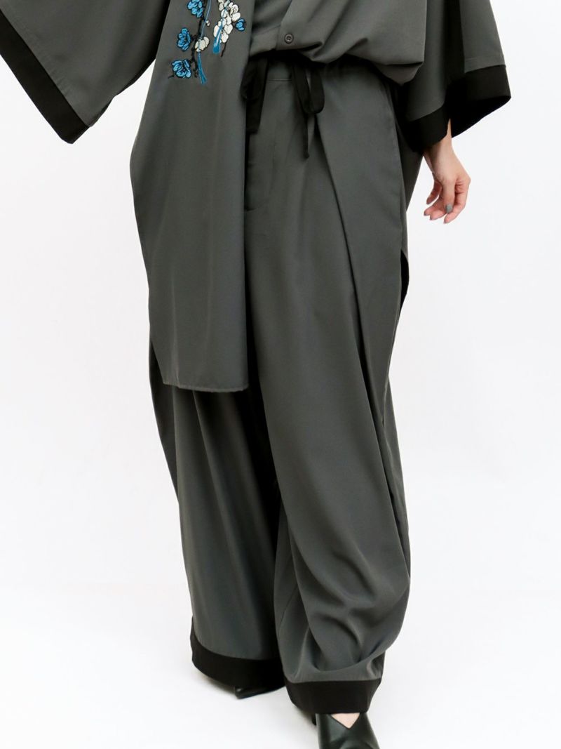 【雅結 -EN-】“狐面”総刺繍ハカマワイドパンツ