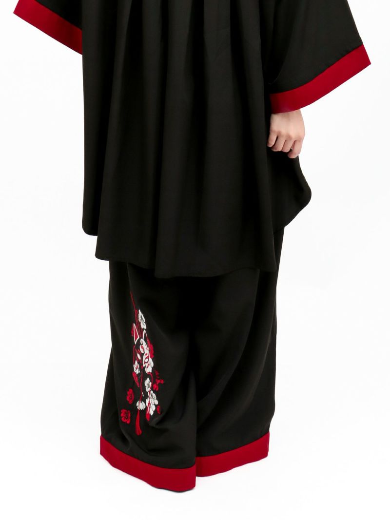 【雅結 -EN-】“狐面”総刺繍ハカマワイドパンツ