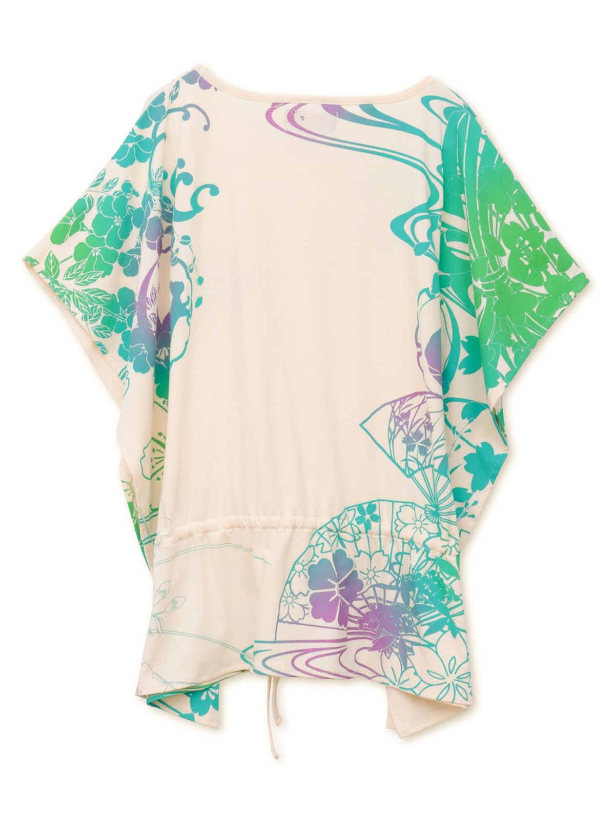 【錦】“眠り猫”グラデーションプリント 刺繍入りドルマンチュニック〔別注〕