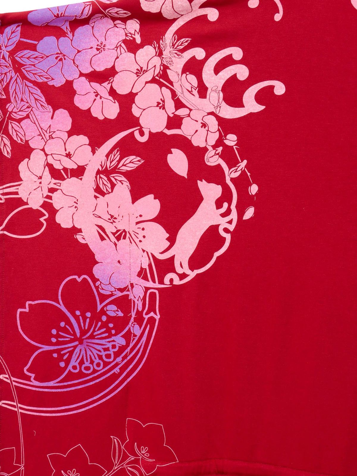 【錦】“眠り猫”グラデーションプリント 刺繍入りドルマンチュニック〔別注〕