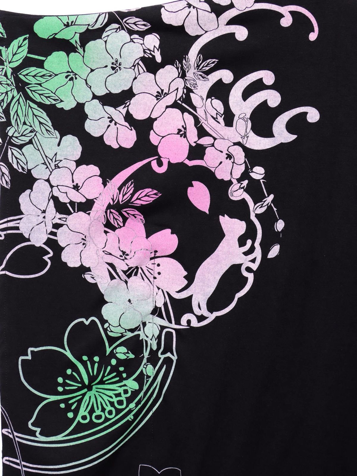 【錦】“眠り猫”グラデーションプリント 刺繍入りドルマンチュニック〔別注〕