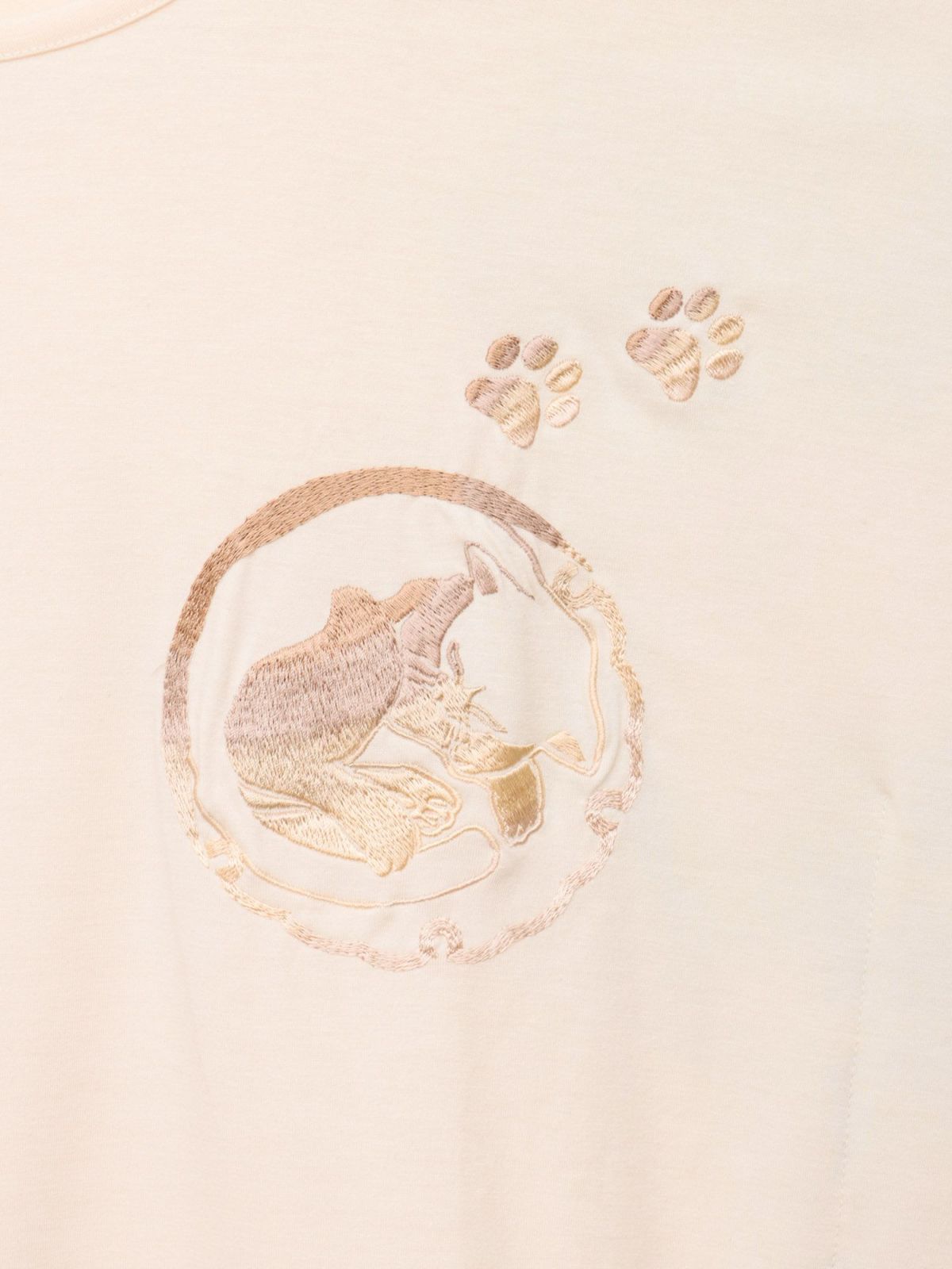 【錦】“眠り猫”グラデーションプリント 刺繍入りドルマンチュニック〔別注〕