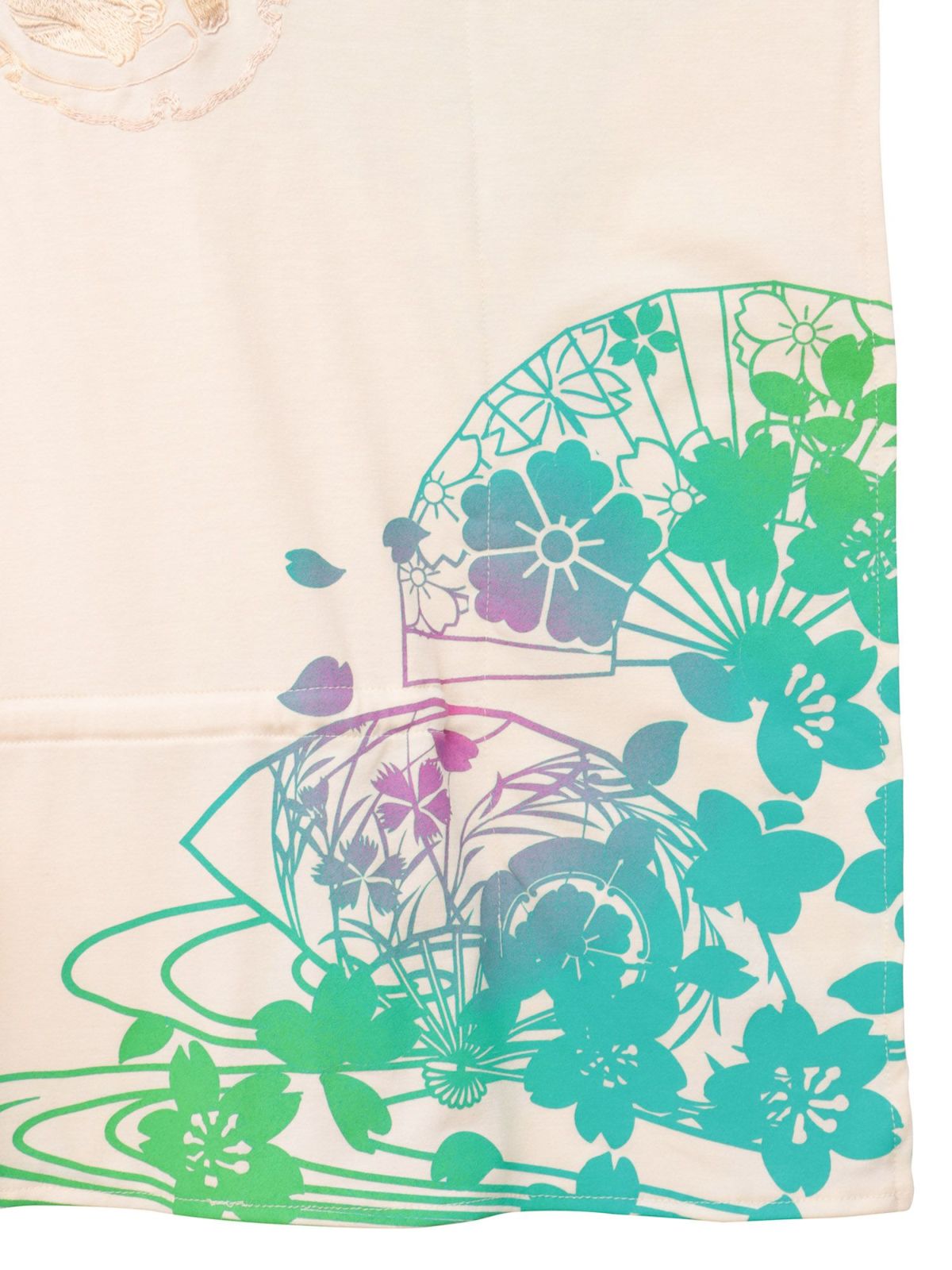 【錦】“眠り猫”グラデーションプリント 刺繍入りドルマンチュニック〔別注〕