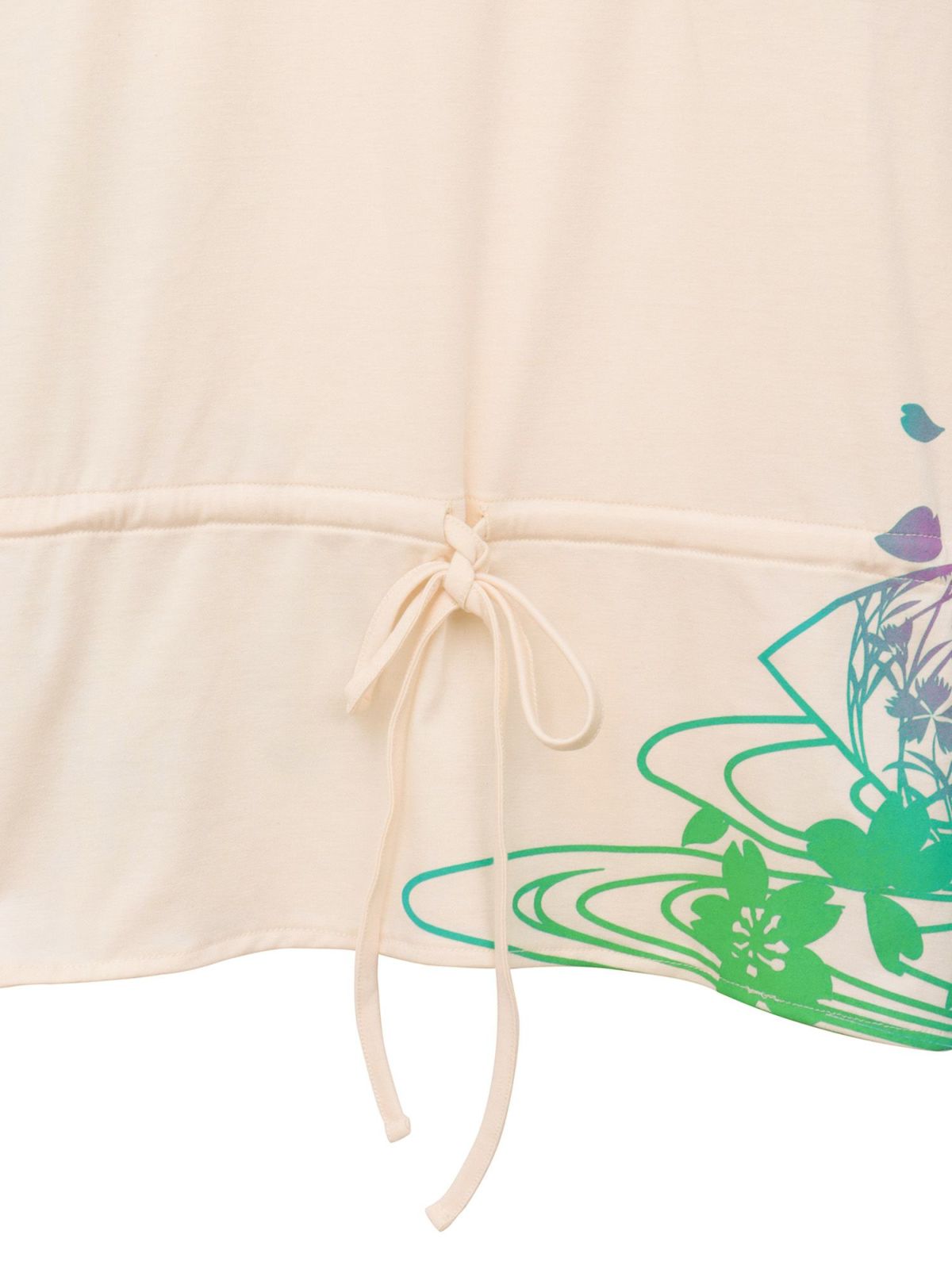 【錦】“眠り猫”グラデーションプリント 刺繍入りドルマンチュニック〔別注〕