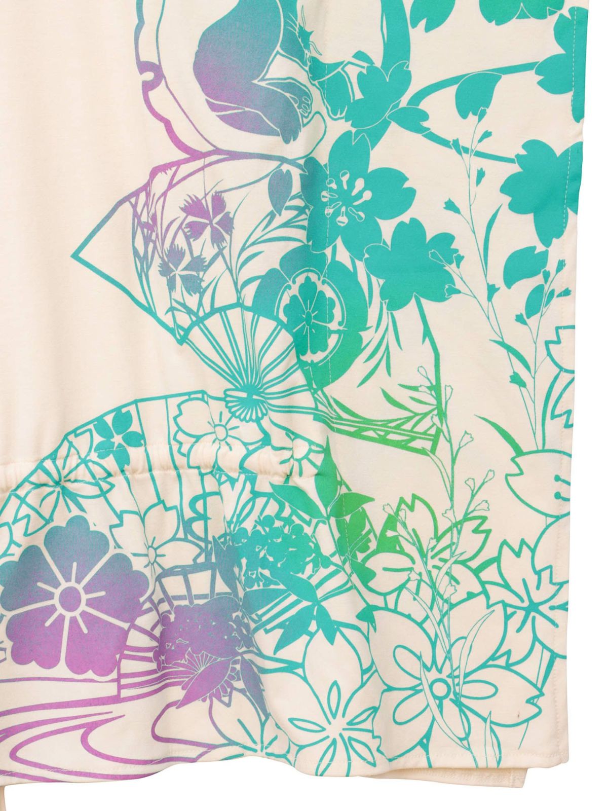 【錦】“眠り猫”グラデーションプリント 刺繍入りドルマンチュニック〔別注〕