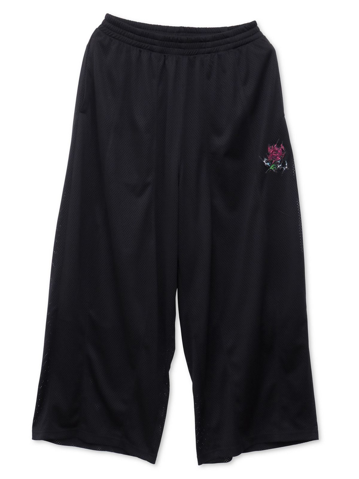 【DRASTIC GARDEN】“稲妻の薔薇”総刺繍メッシュ素材ワイドパンツ