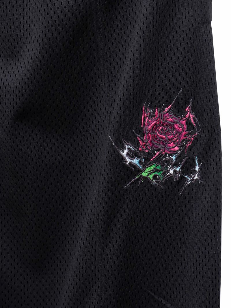 【DRASTIC GARDEN】“稲妻の薔薇”総刺繍メッシュ素材ワイドパンツ