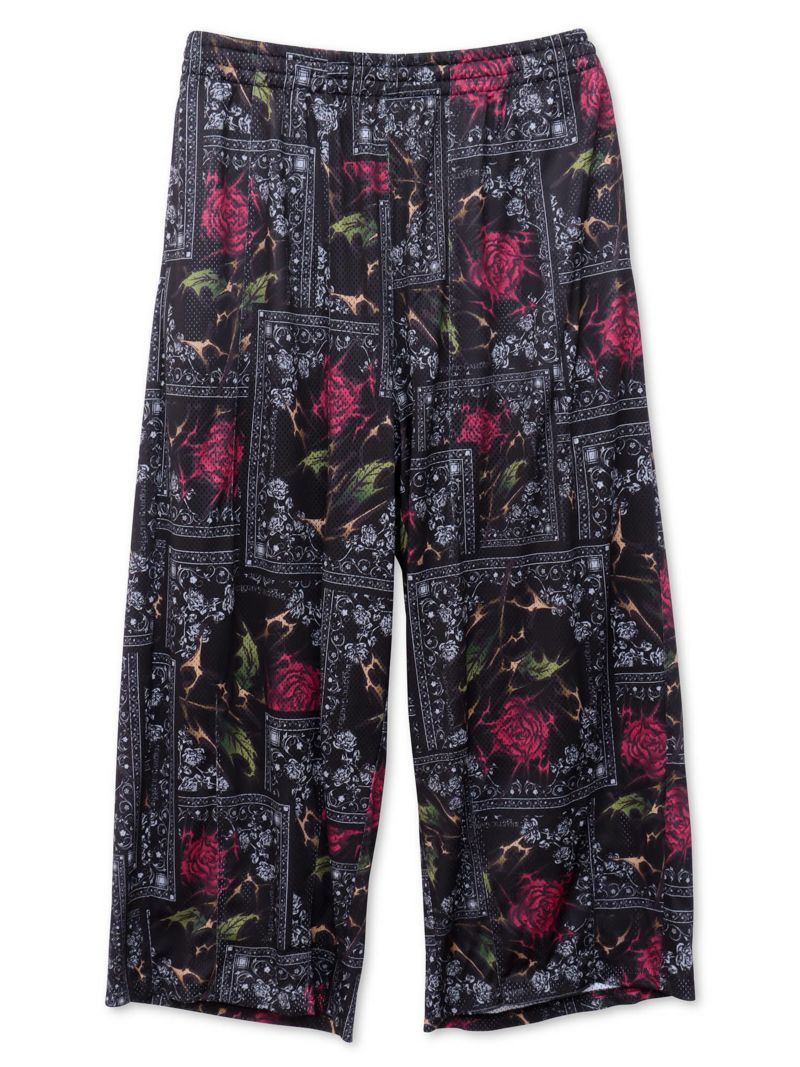 【DRASTIC GARDEN】“稲妻の薔薇”メッシュ素材バンダナ総柄ワイドパンツ