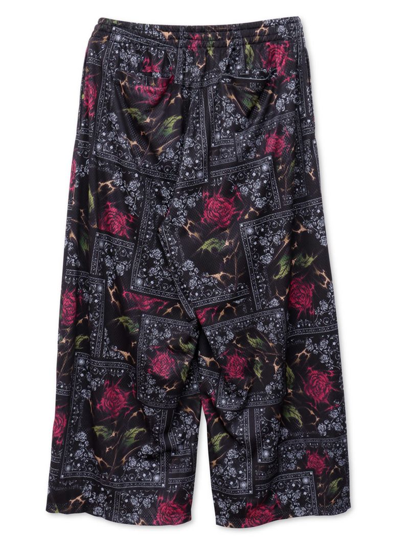 【DRASTIC GARDEN】“稲妻の薔薇”メッシュ素材バンダナ総柄ワイドパンツ