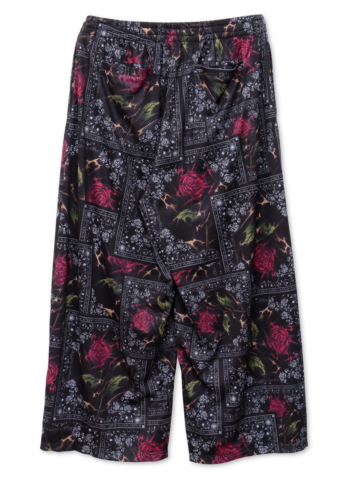 【DRASTIC GARDEN】“稲妻の薔薇”メッシュ素材バンダナ総柄ワイドパンツ
