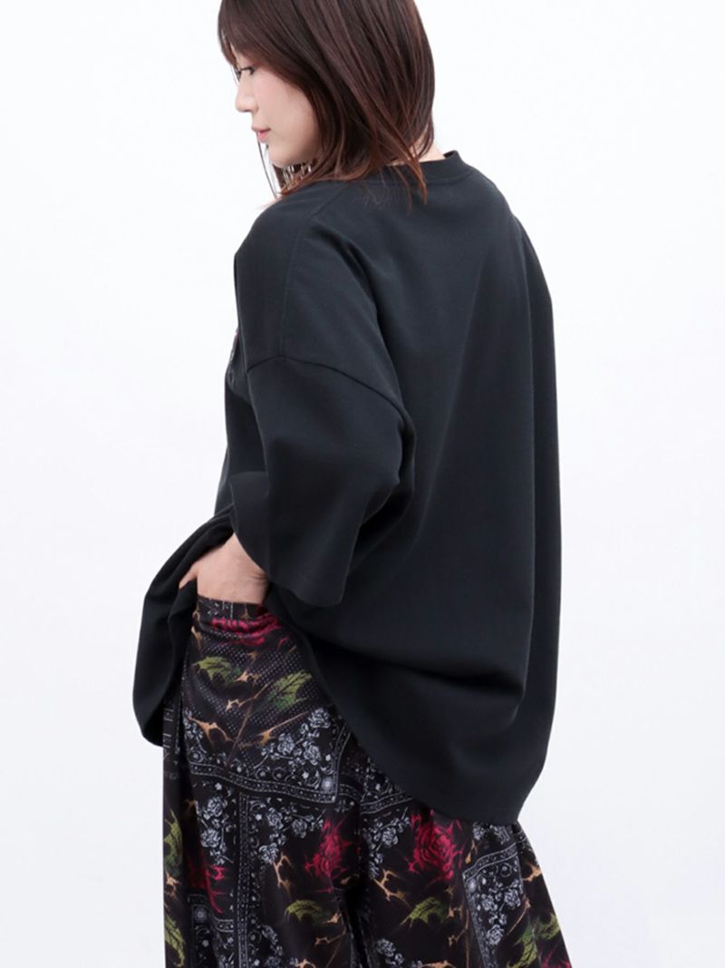 【DRASTIC GARDEN】“稲妻の薔薇”ワンポイント刺繍Tシャツ