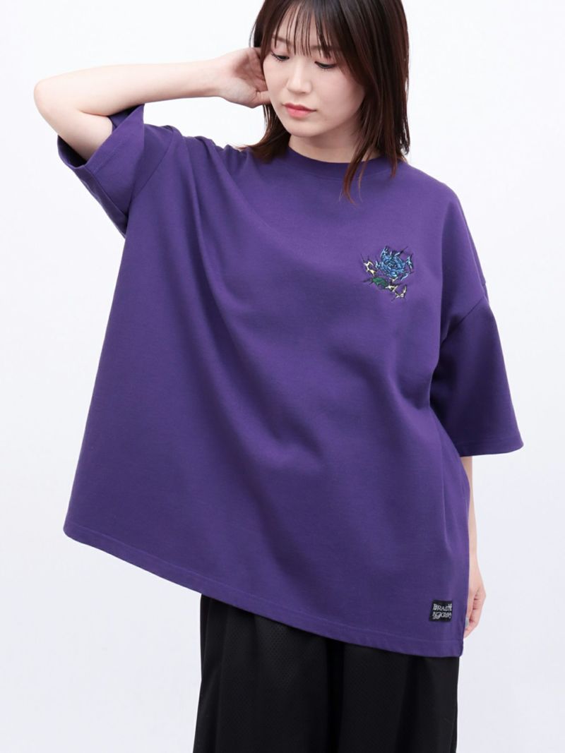 【DRASTIC GARDEN】“稲妻の薔薇”ワンポイント刺繍Tシャツ