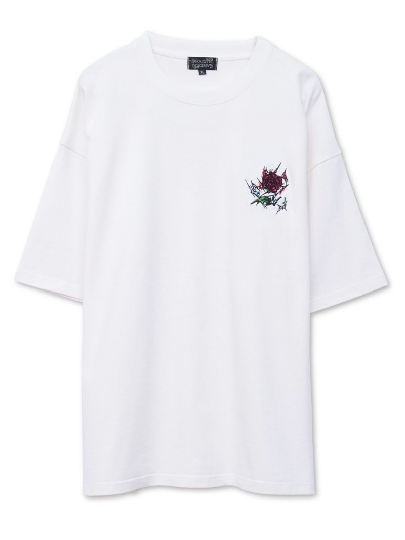 【DRASTIC GARDEN】“稲妻の薔薇”ワンポイント刺繍Tシャツ