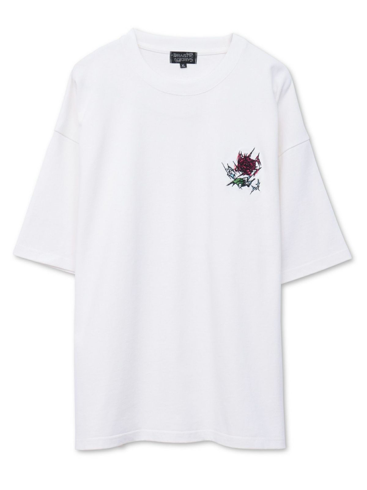 【DRASTIC GARDEN】“稲妻の薔薇”ワンポイント刺繍Tシャツ