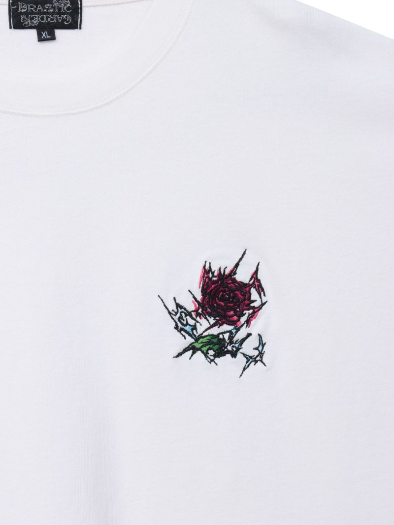 【DRASTIC GARDEN】“稲妻の薔薇”ワンポイント刺繍Tシャツ