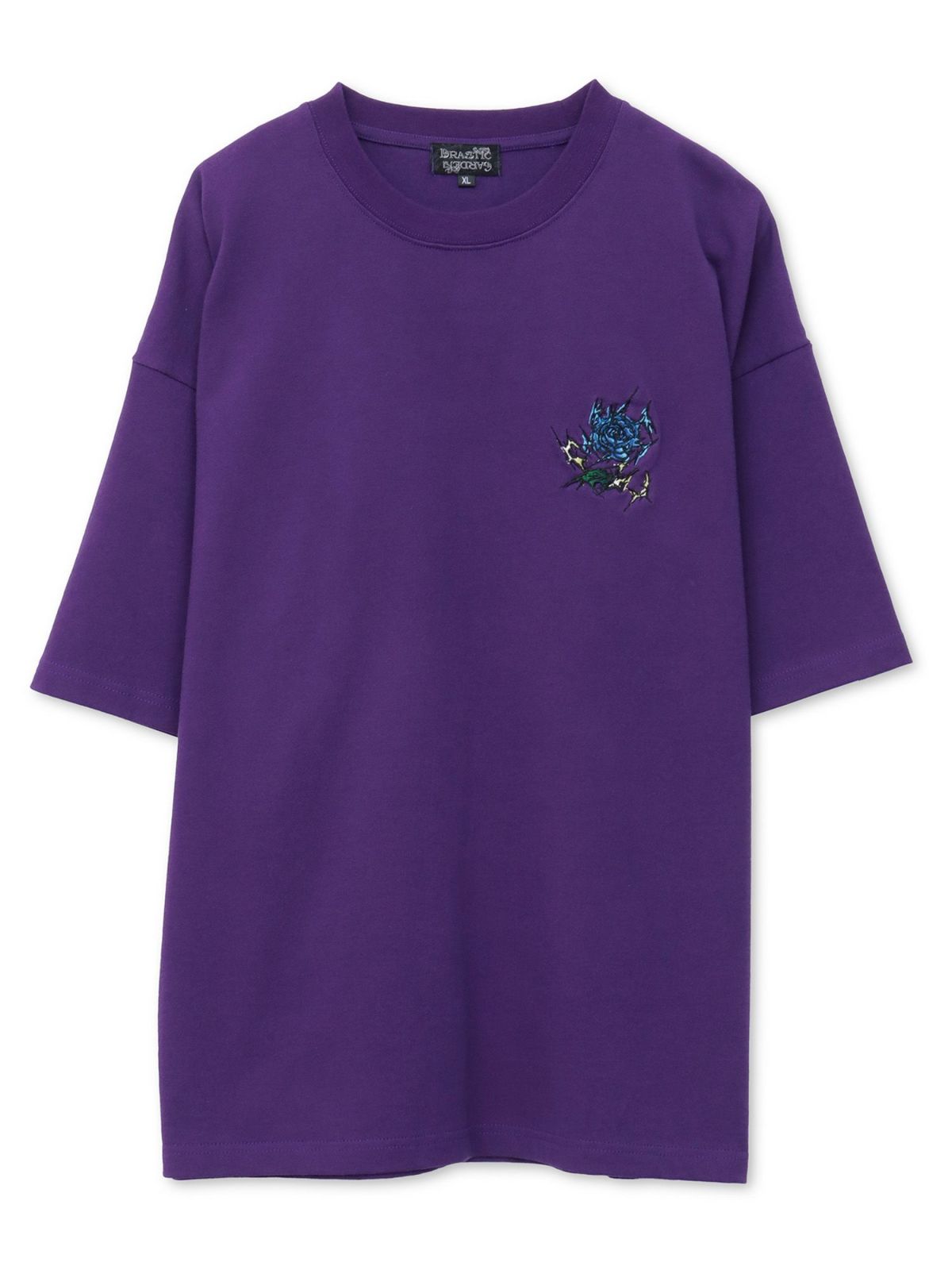 【DRASTIC GARDEN】“稲妻の薔薇”ワンポイント刺繍Tシャツ
