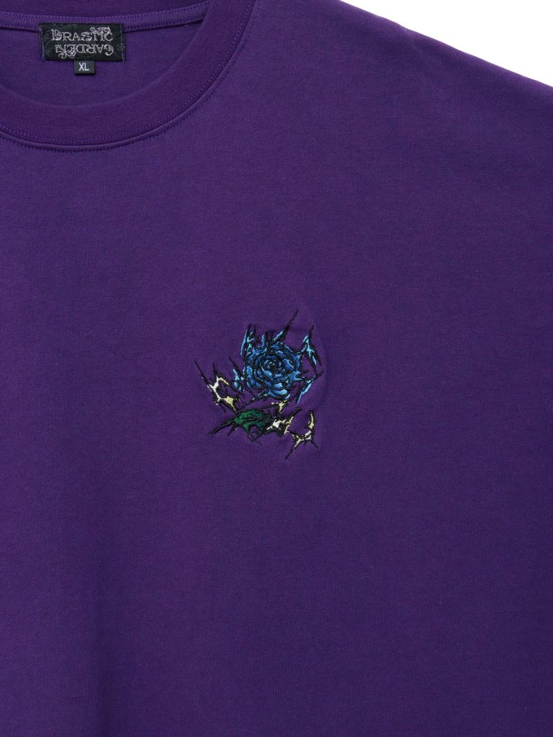 【DRASTIC GARDEN】“稲妻の薔薇”ワンポイント刺繍Tシャツ