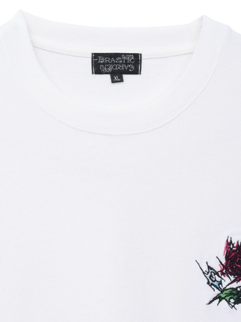 【DRASTIC GARDEN】“稲妻の薔薇”ワンポイント刺繍Tシャツ