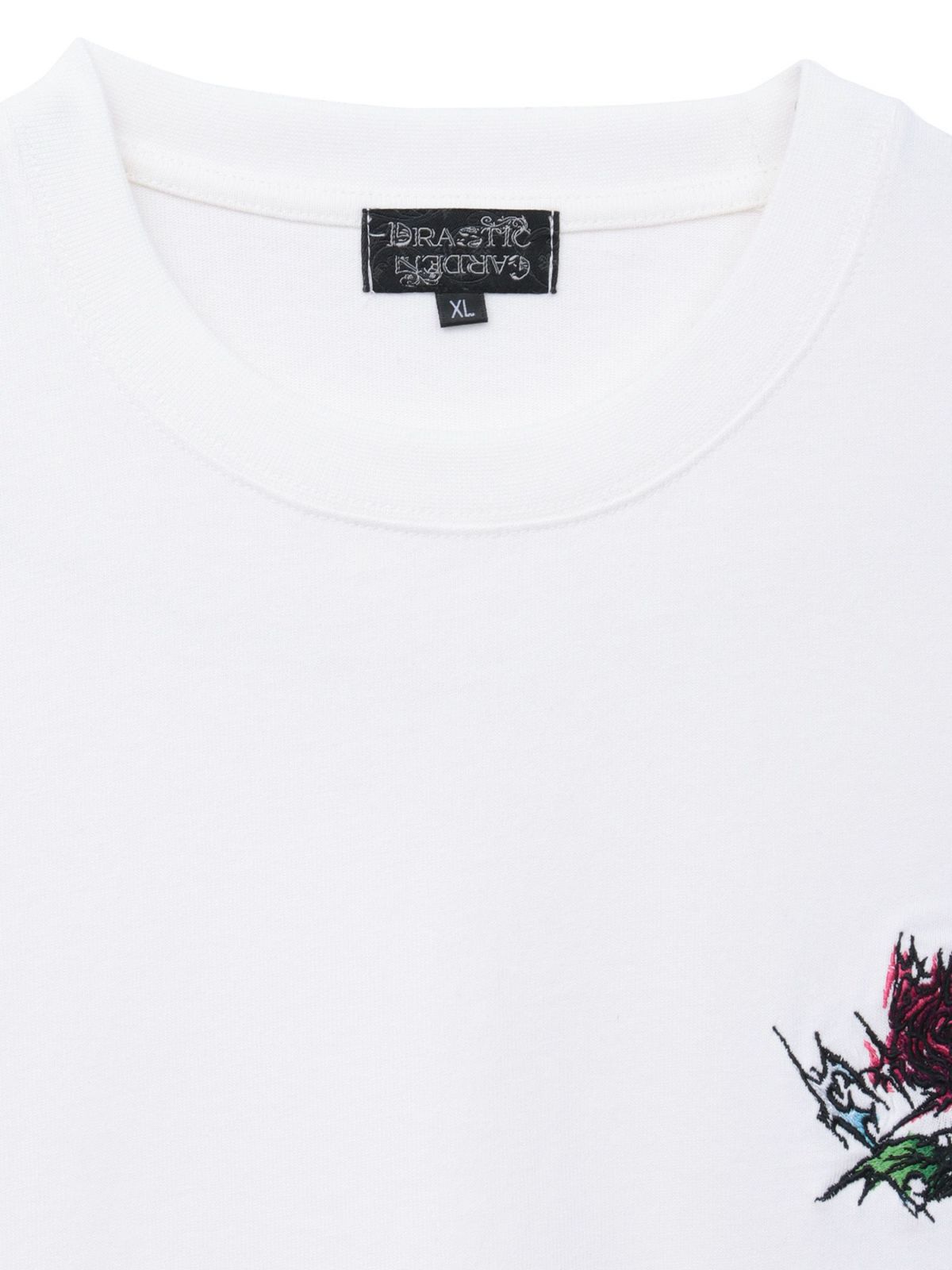 【DRASTIC GARDEN】“稲妻の薔薇”ワンポイント刺繍Tシャツ