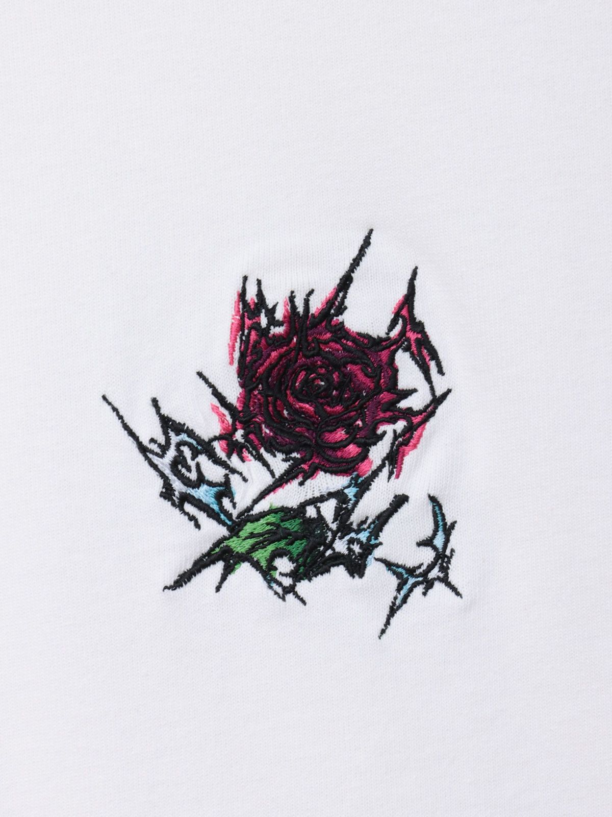 【DRASTIC GARDEN】“稲妻の薔薇”ワンポイント刺繍Tシャツ