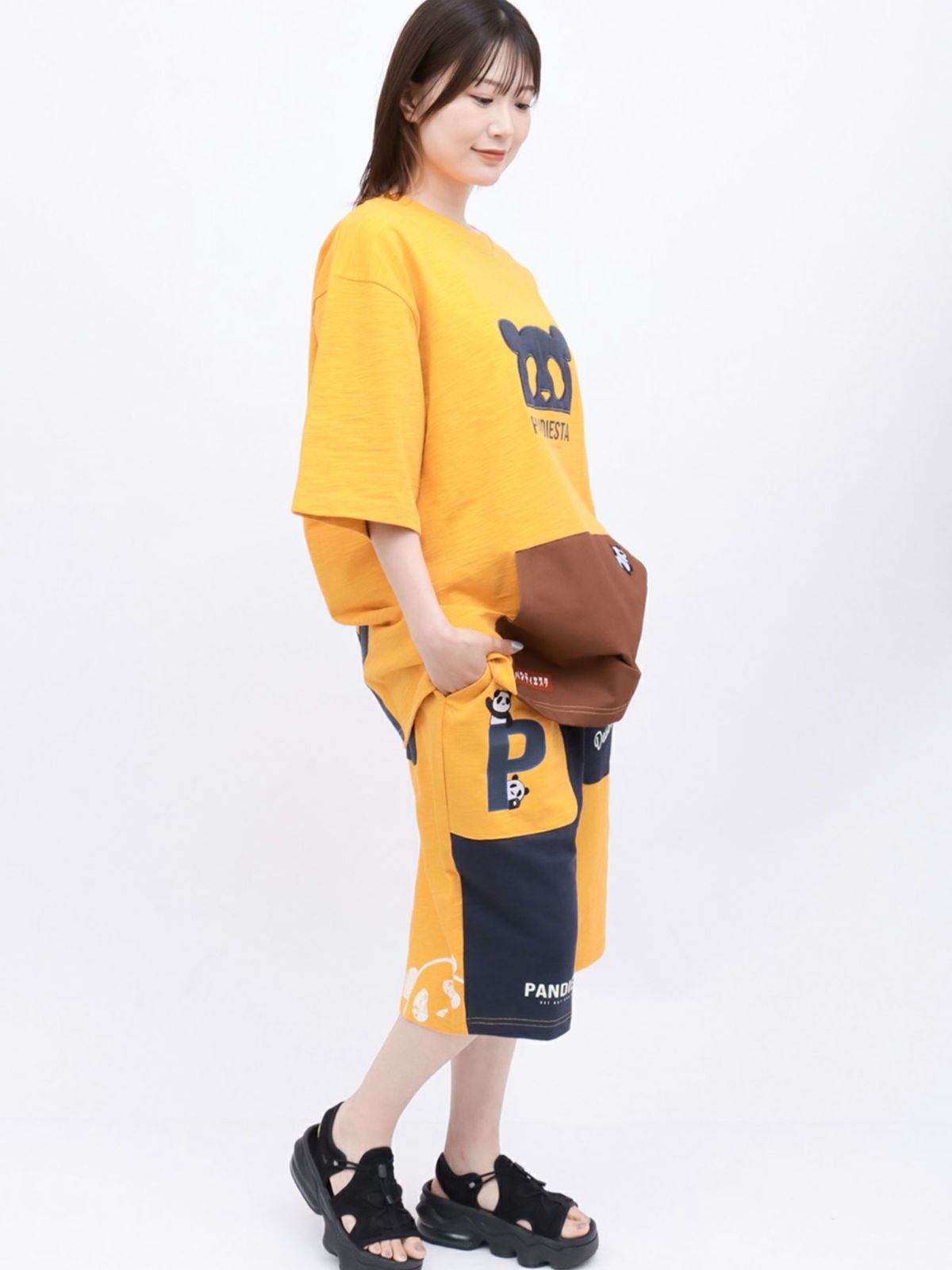 【PANDIESTA JAPAN】カンガルーポケット付きTシャツ&ショーツ セットアップ
