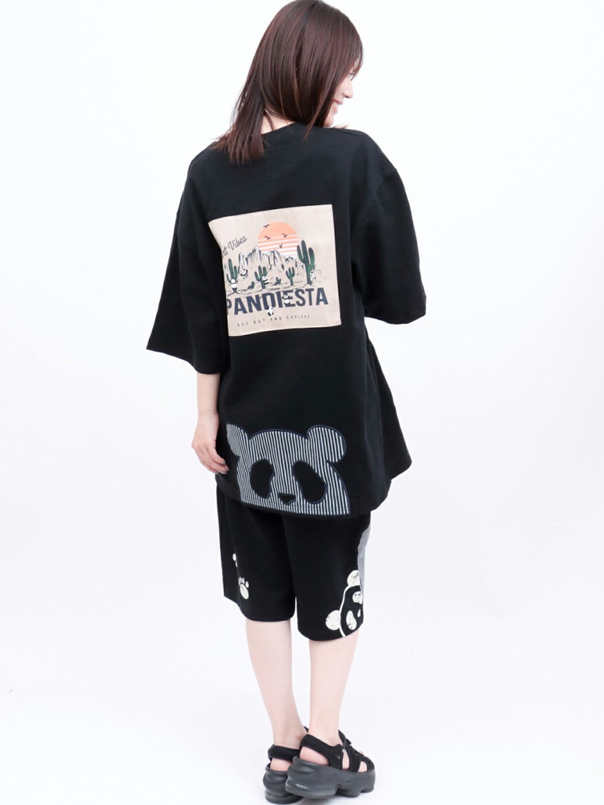 【PANDIESTA JAPAN】カンガルーポケット付きTシャツ&ショーツ セットアップ