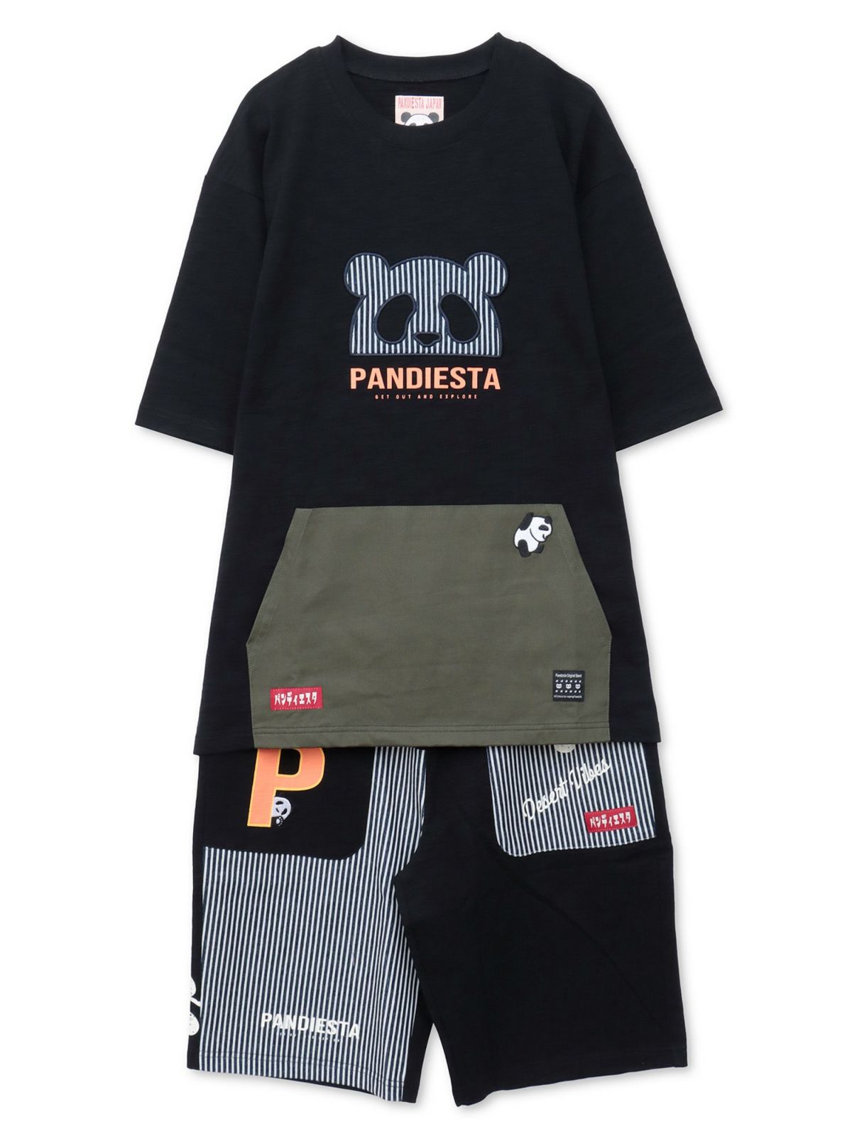 【PANDIESTA JAPAN】カンガルーポケット付きTシャツ&ショーツ セットアップ