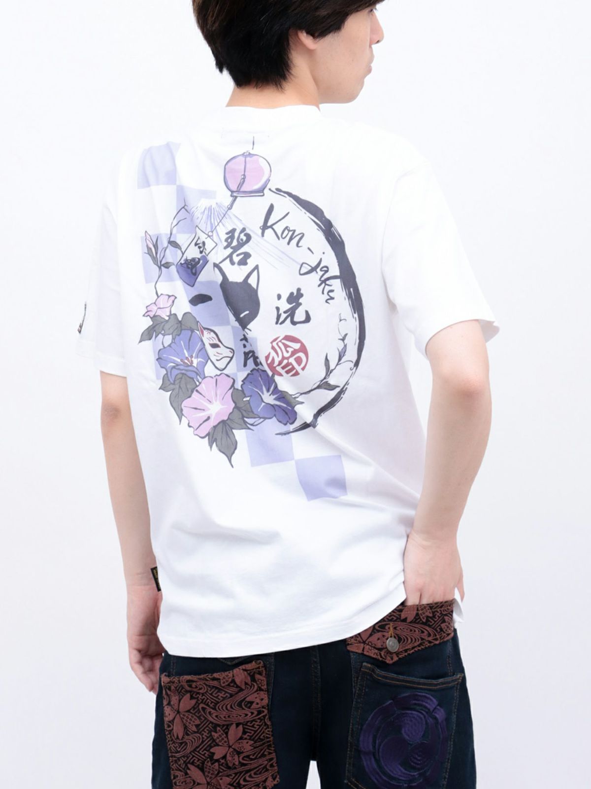  【今昔 -KON-JAKU-】“碧落一洗”刺繍入りTシャツ