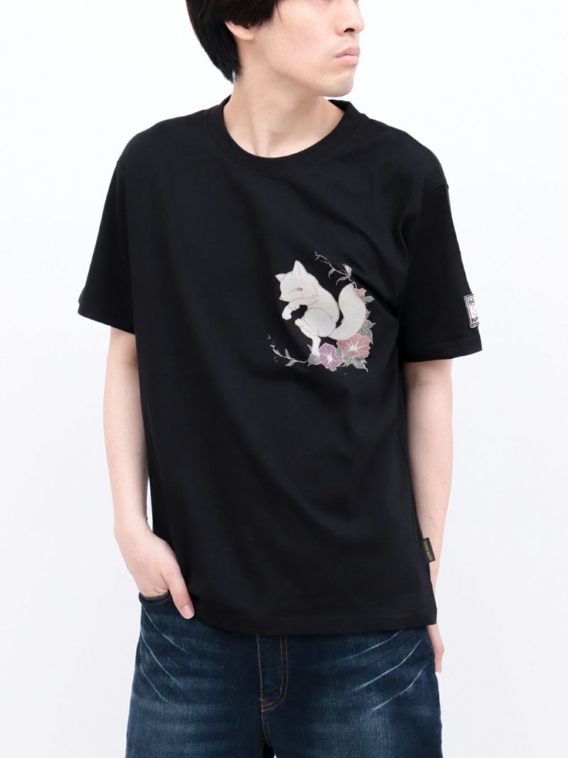  【今昔 -KON-JAKU-】“碧落一洗”刺繍入りTシャツ