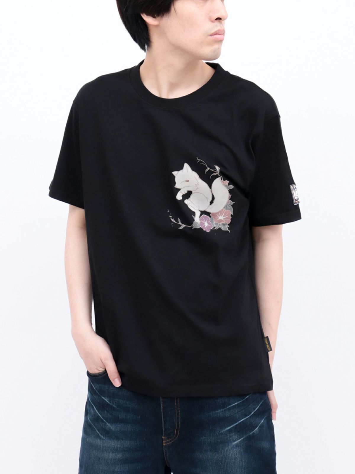  【今昔 -KON-JAKU-】“碧落一洗”刺繍入りTシャツ