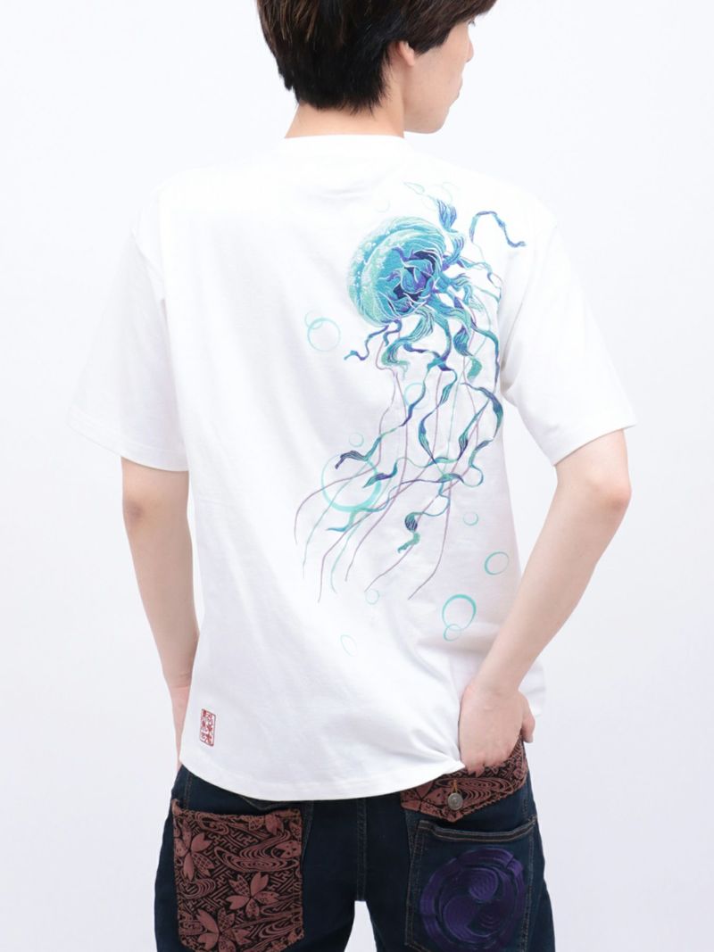 【絡繰魂】“麗しくらげ”刺繍入りTシャツ