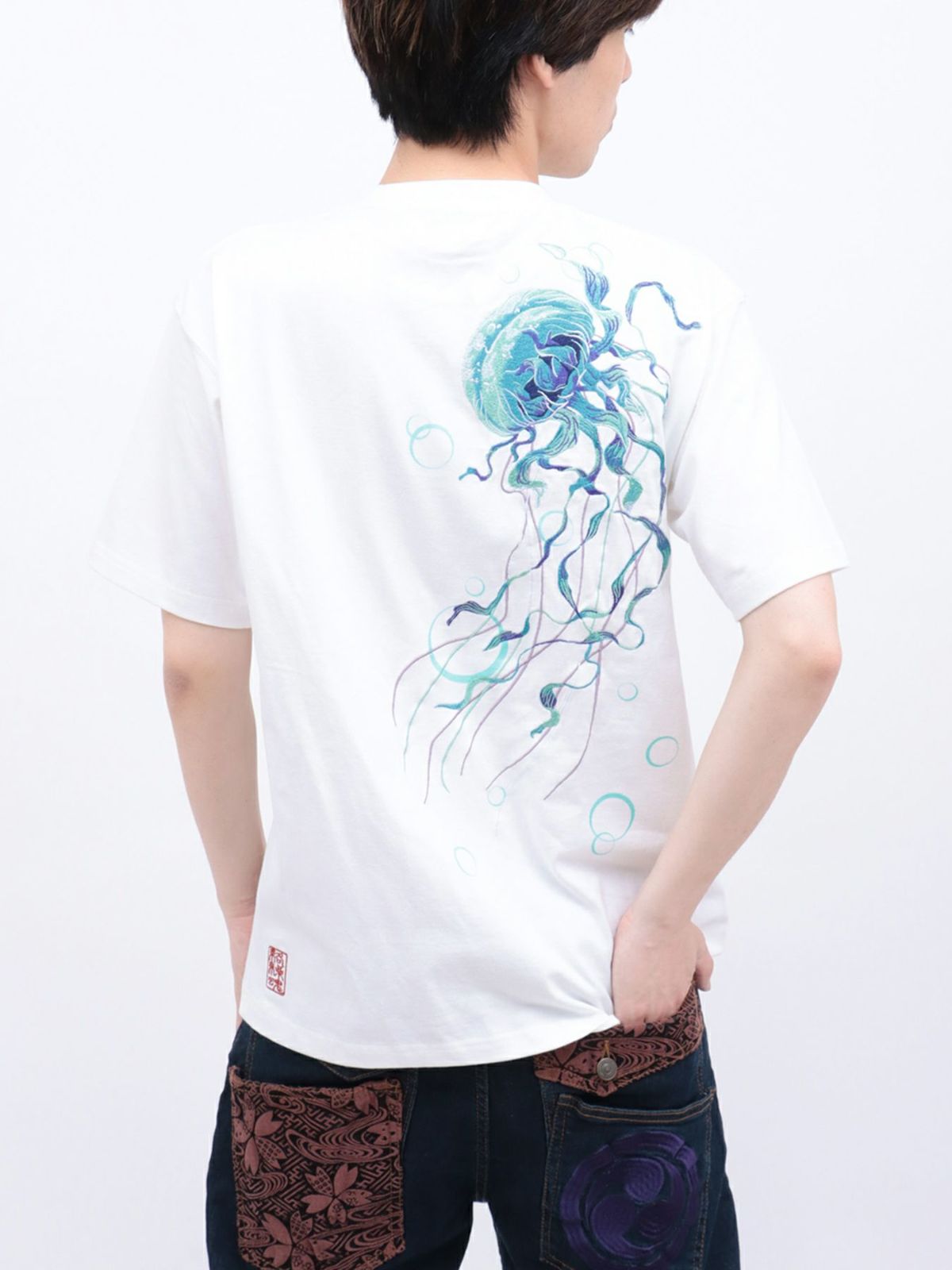 【絡繰魂】“麗しくらげ”刺繍入りTシャツ