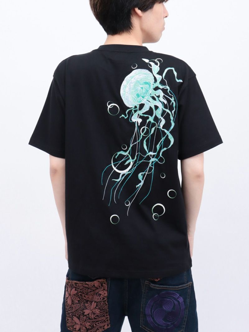 【絡繰魂】“麗しくらげ”刺繍入りTシャツ