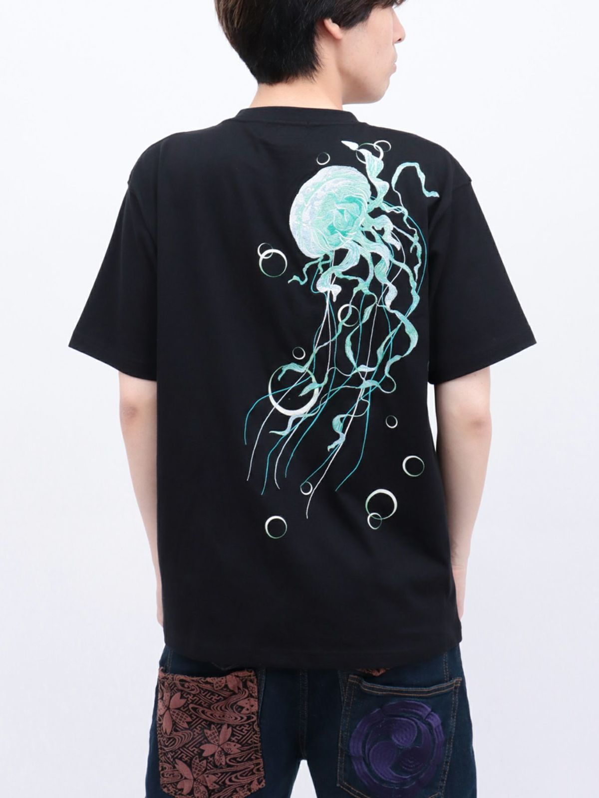 【絡繰魂】“麗しくらげ”刺繍入りTシャツ